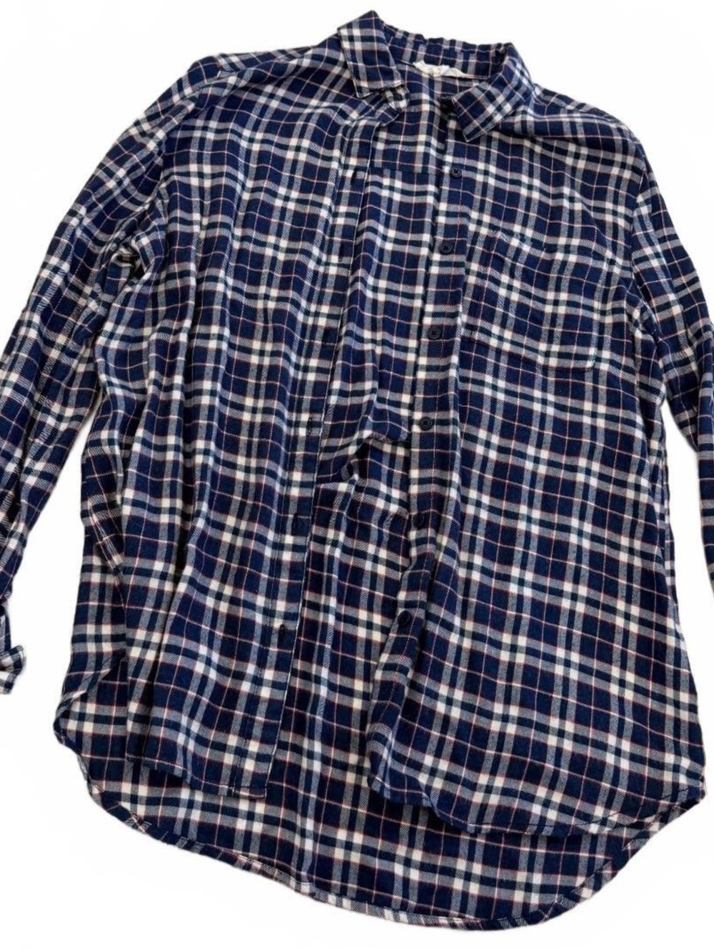 BeachLunchLounge Navy Plaid flannel Button-Up Shirt